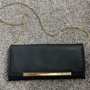 Steve Madden Black & Cheetah Print Clutch Purse